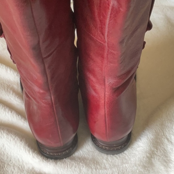 Miz Mooz Red Leather Heeled Boots - Picture 3 of 6